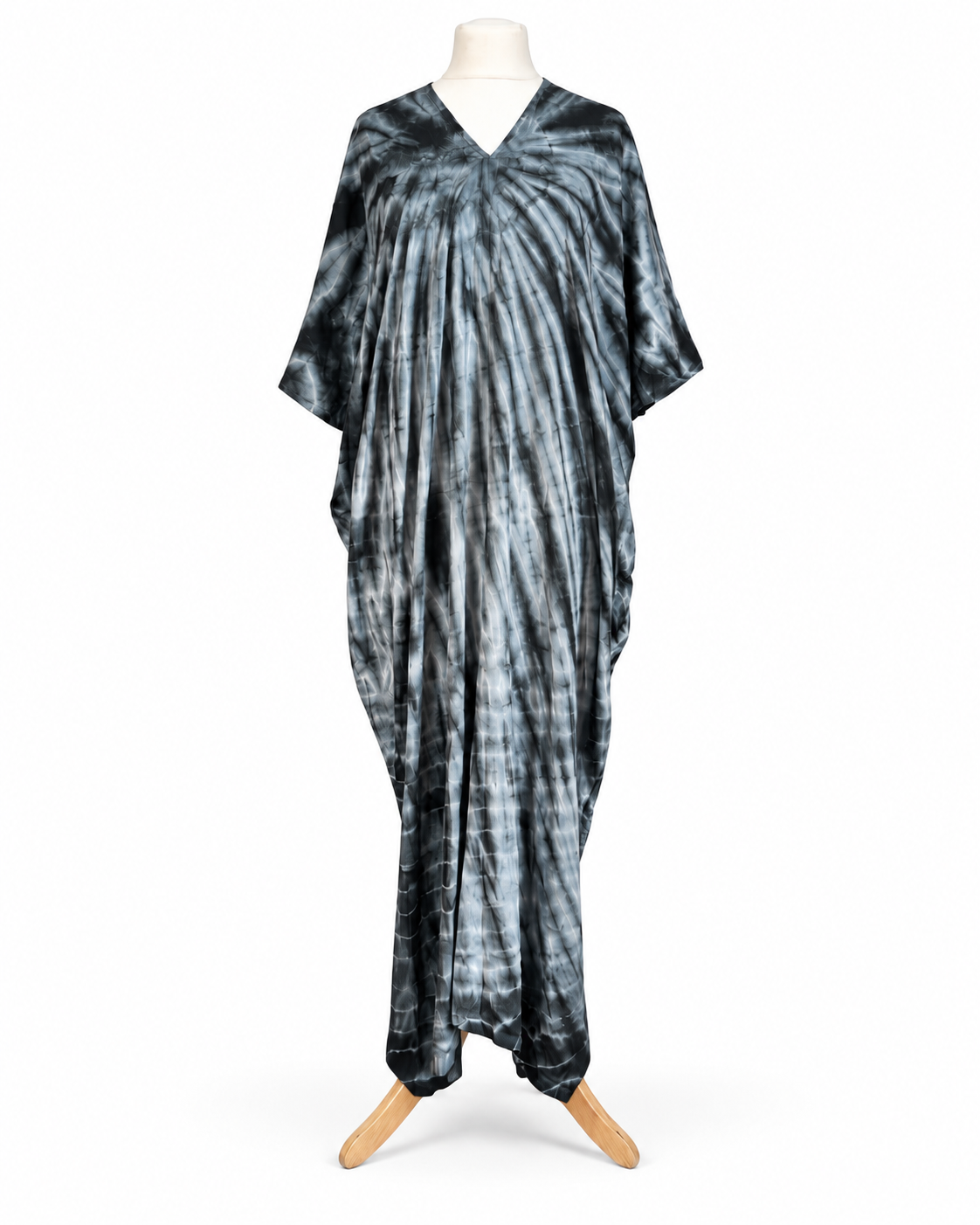 Hand Dyed Cotton Viscose Tie-Dye Kaftan Dress