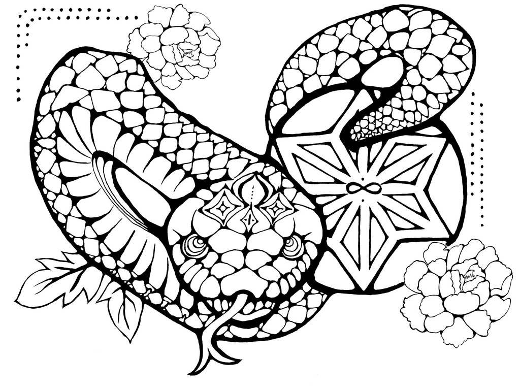 Japanese Zodiac “Snake” T-Shirt – Hand-Drawn Eto Design