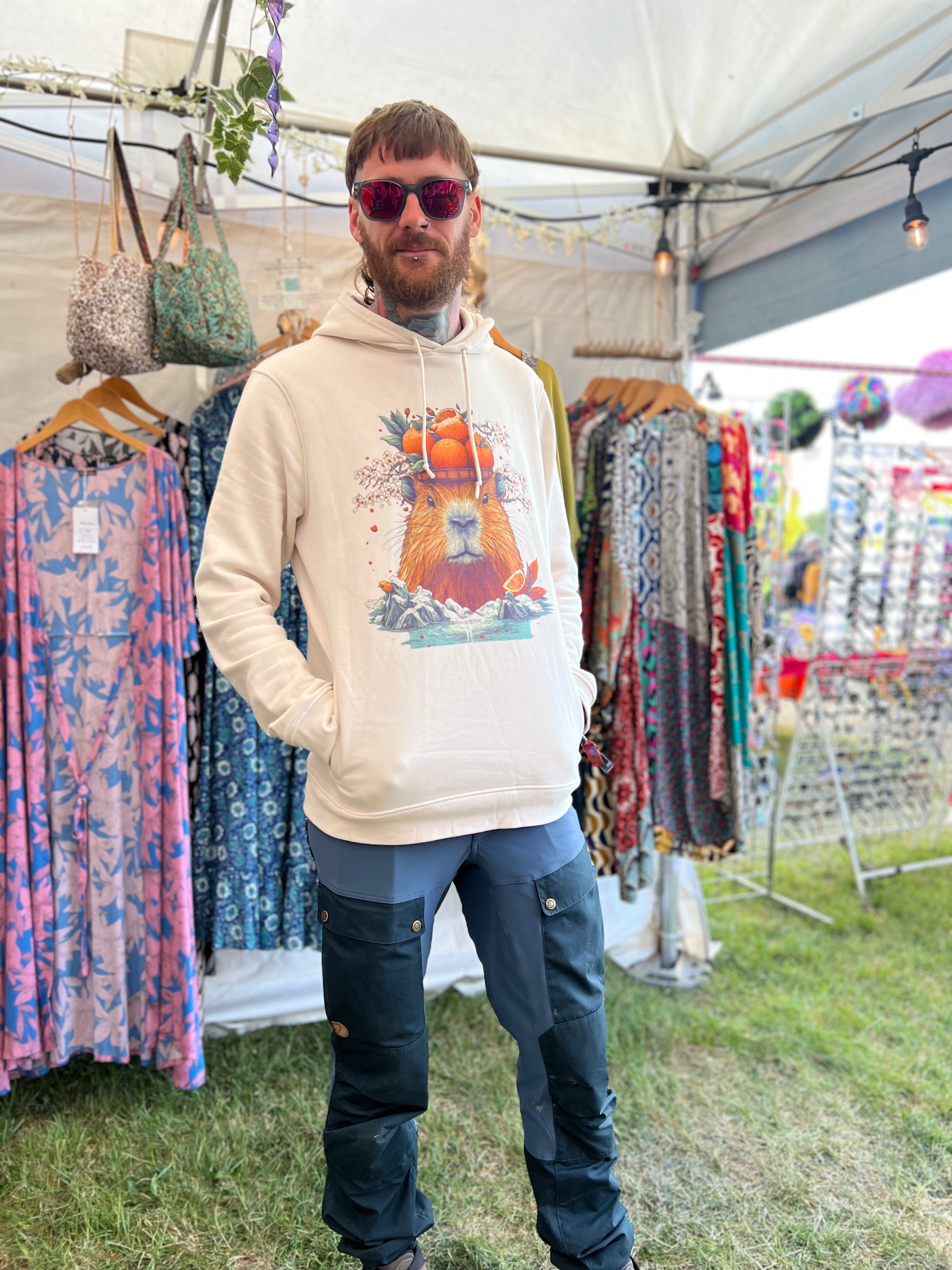 Capybara in the Hots Pring Organic cotton Hoodie