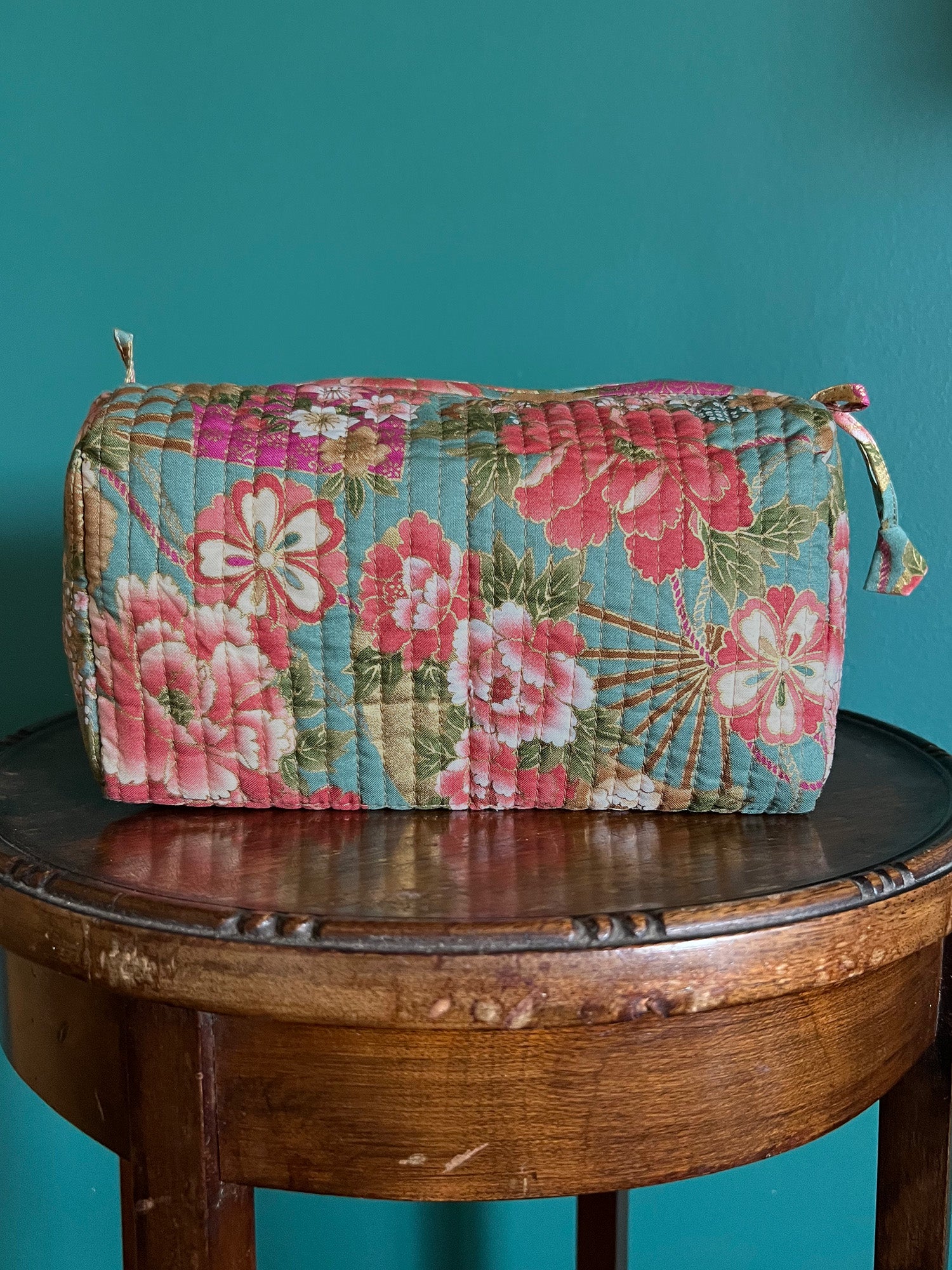 Handmade Japanese Cotton Pouch with Gold Print