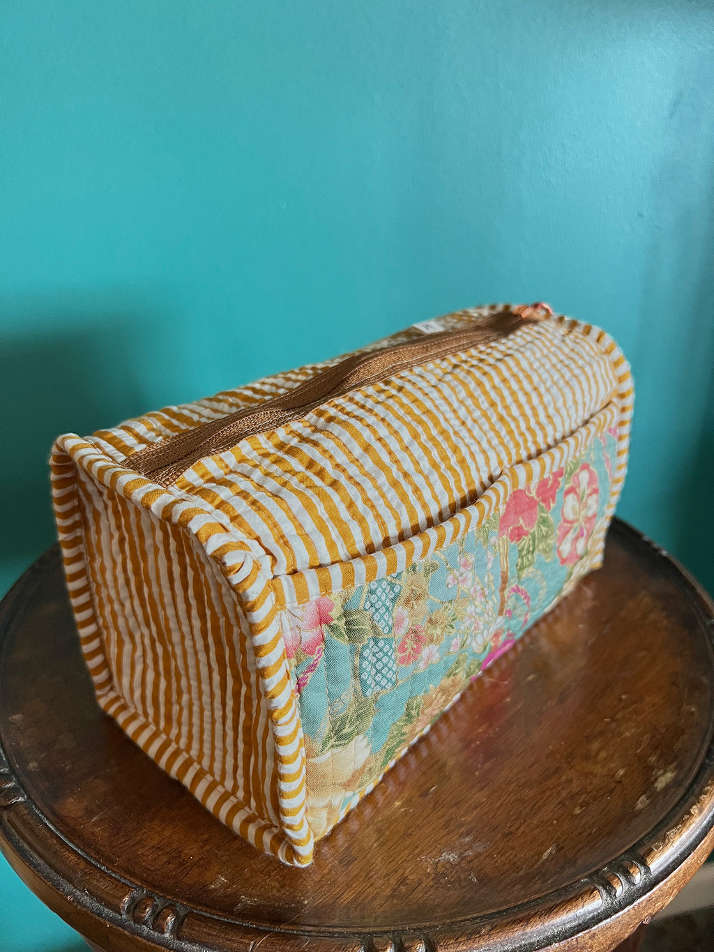 Handmade Japanese Cotton Pouch with Gold Print