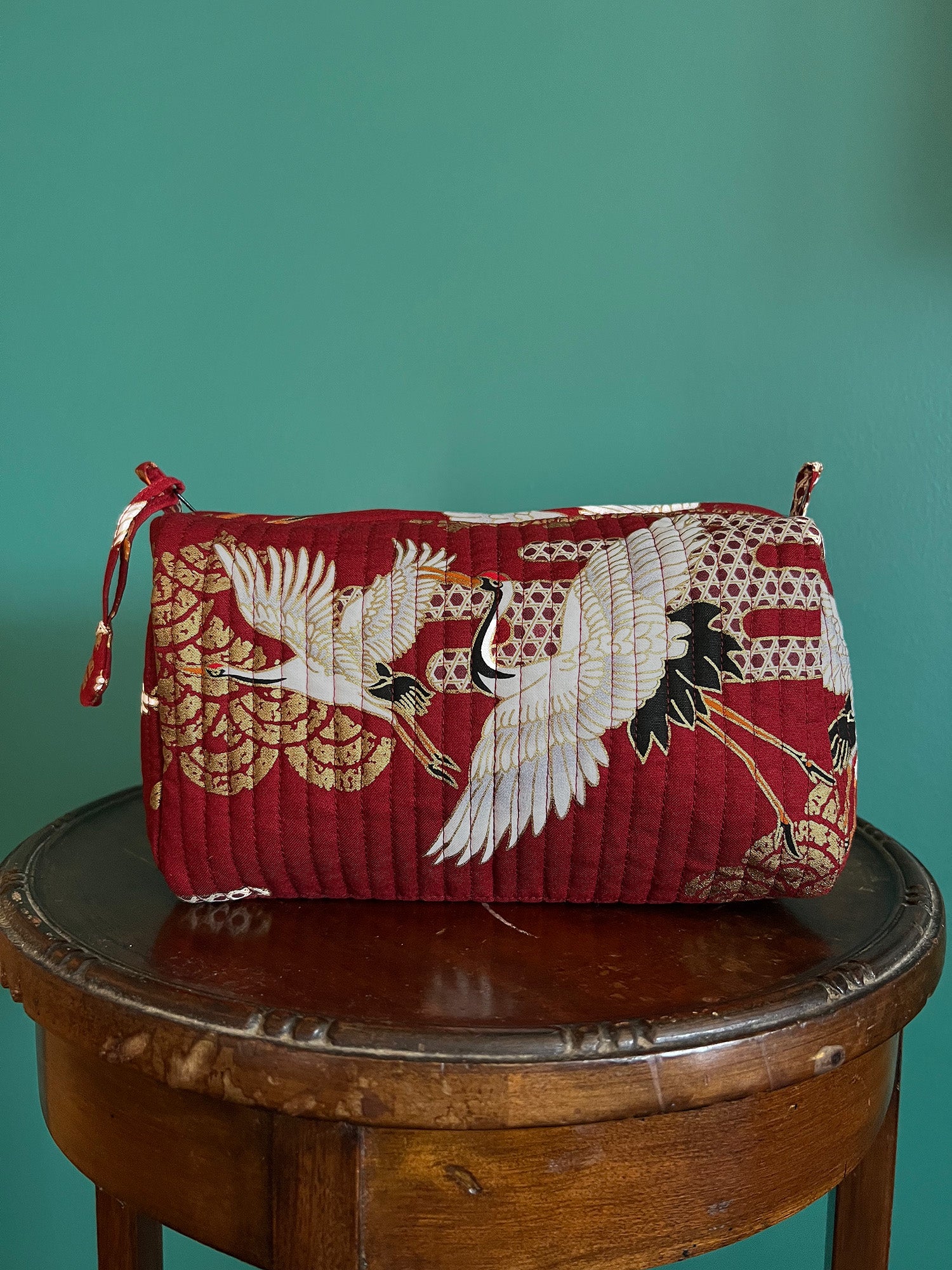 Handmade Japanese Cotton Pouch with Gold Print