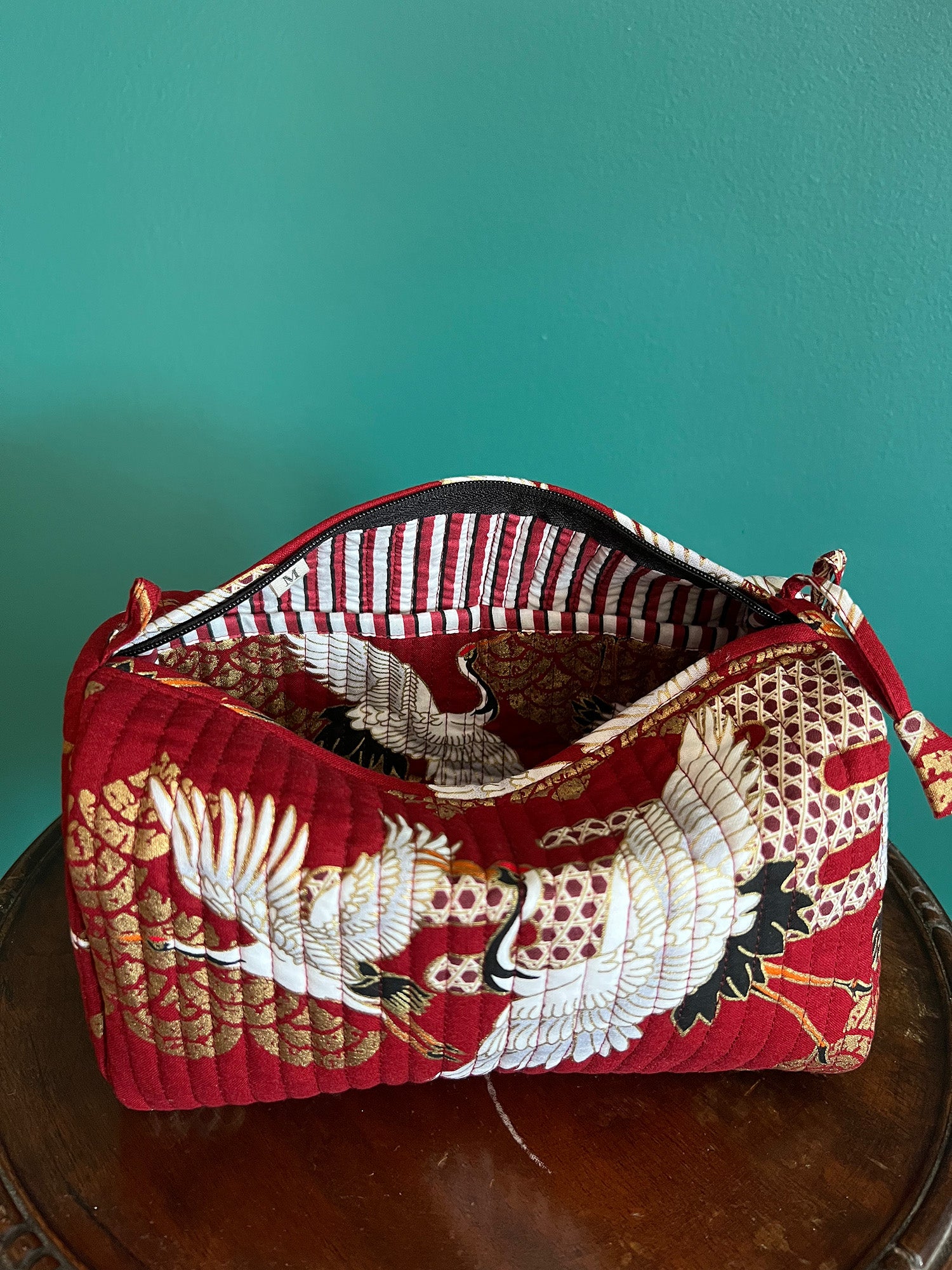 Handmade Japanese Cotton Pouch with Gold Print