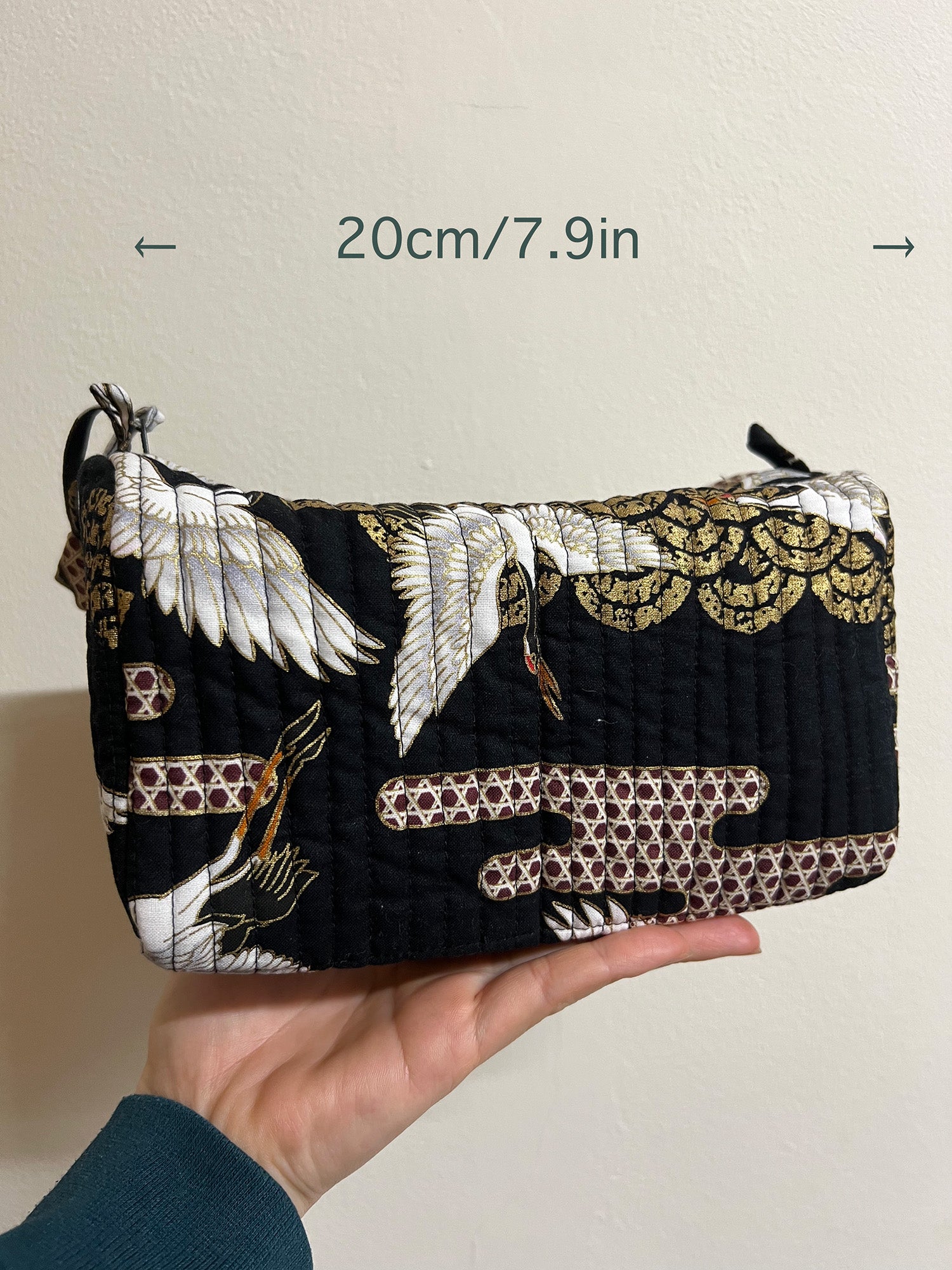 Handmade Japanese Cotton Pouch with Gold Print