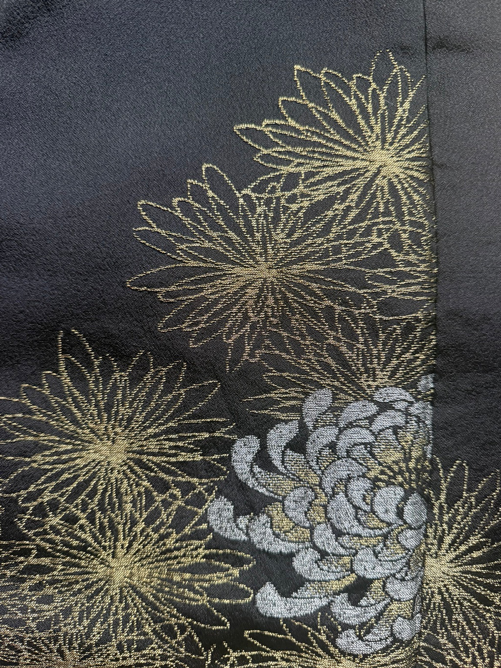 Vintage Japanese Black Floral Kimono Jacket – Gold Chrysanthemum Haori