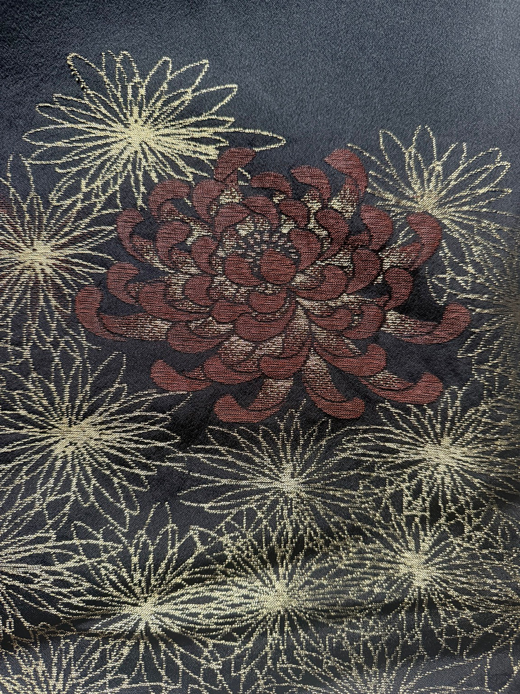 Vintage Japanese Black Floral Kimono Jacket – Gold Chrysanthemum Haori