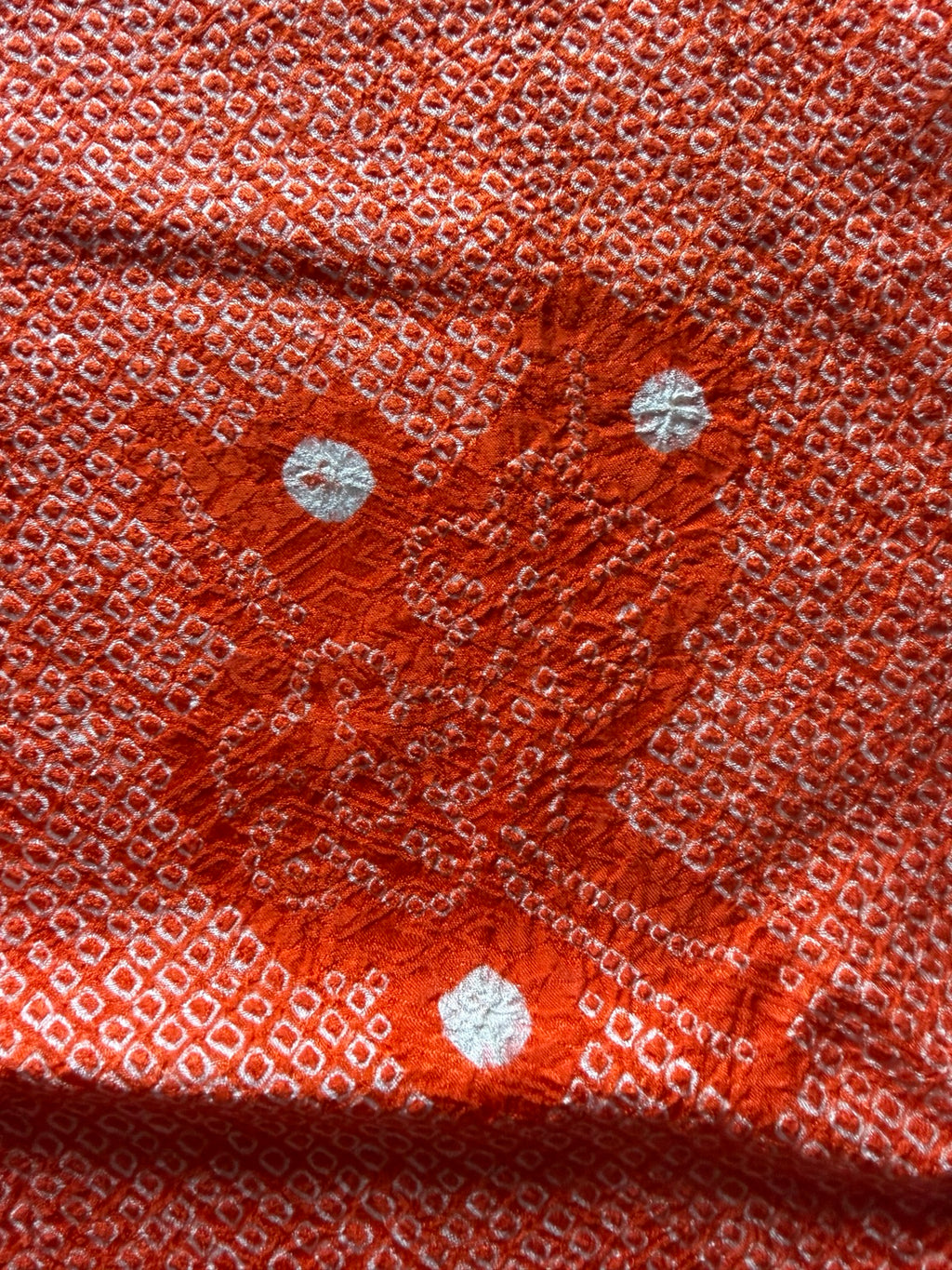 Vintage Japanese Orange Shibori-Style Kimono Jacket