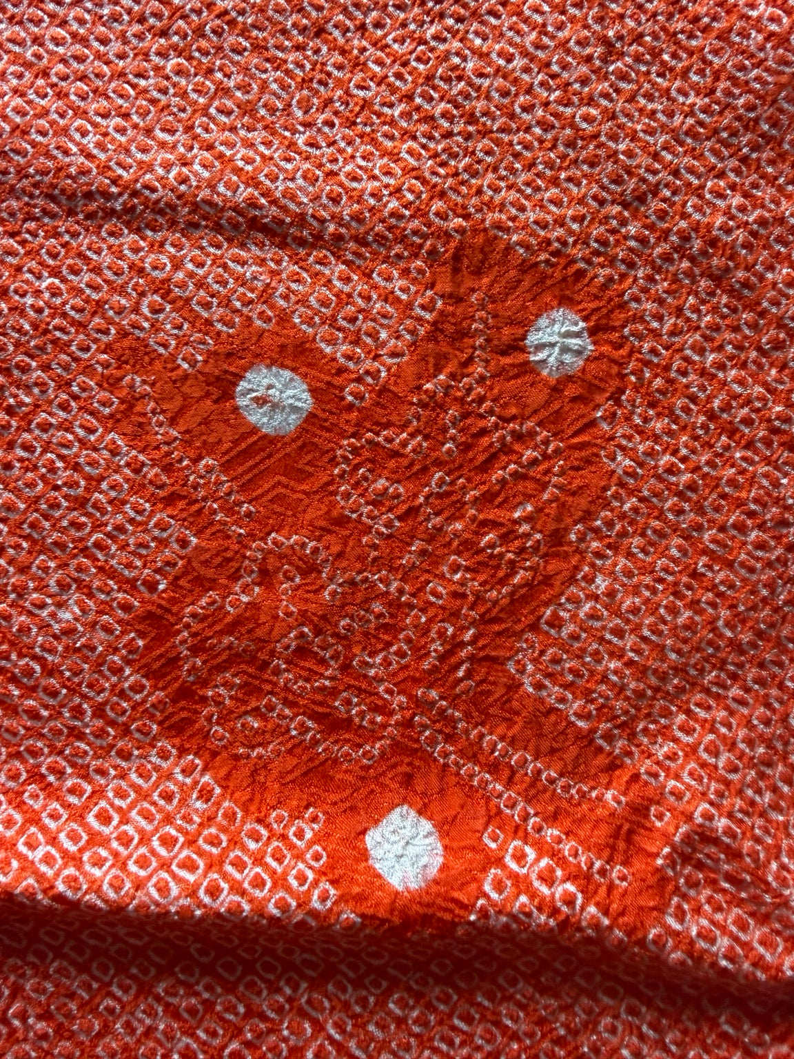 Vintage Japanese Orange Shibori-Style Kimono Jacket