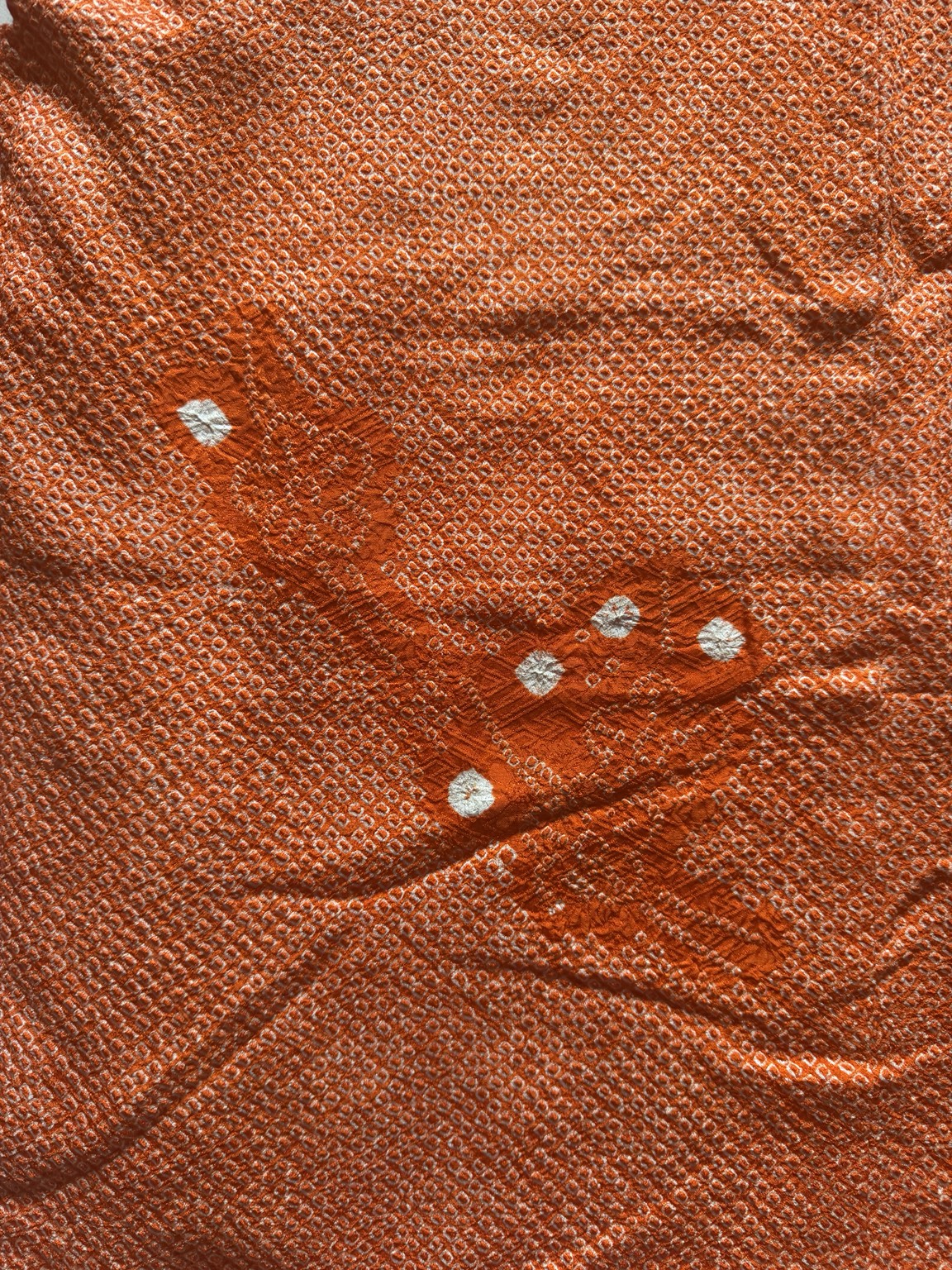Vintage Japanese Orange Shibori-Style Kimono Jacket