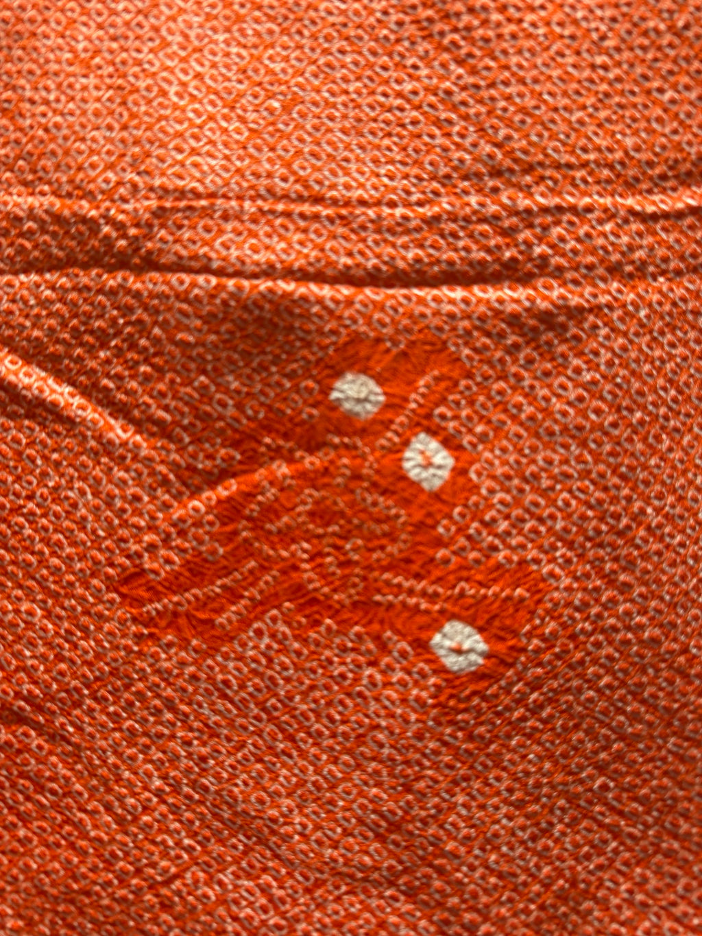 Vintage Japanese Orange Shibori-Style Kimono Jacket