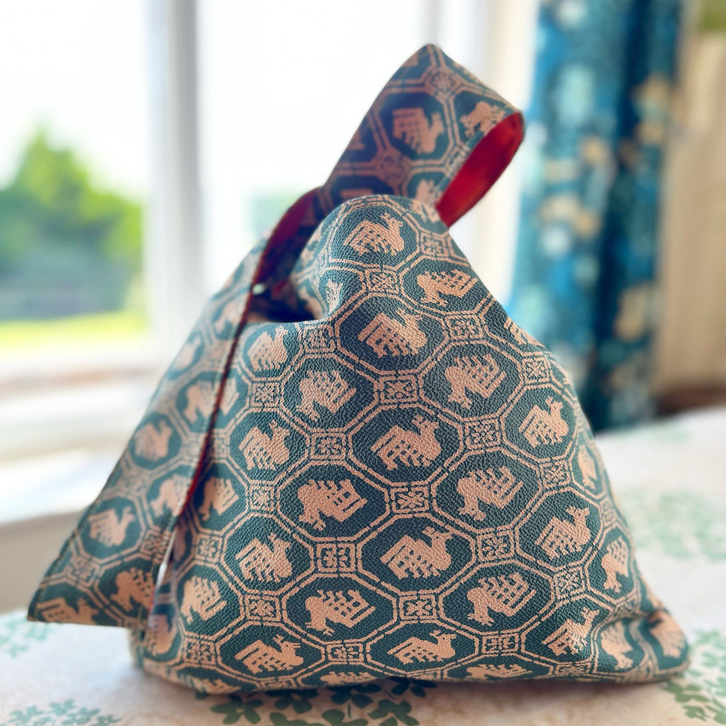 Recycled kimono knot bag