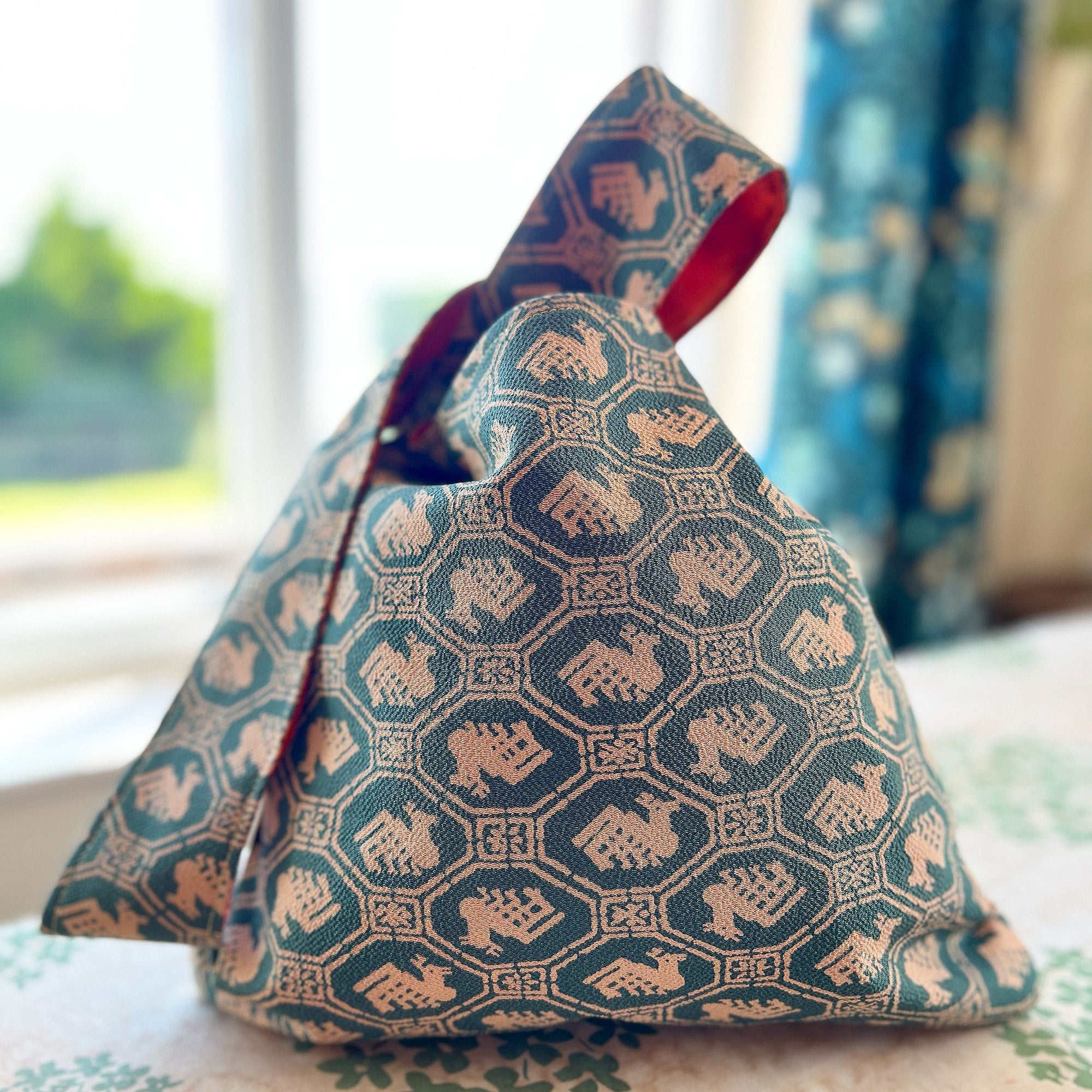 Recycled kimono knot bag