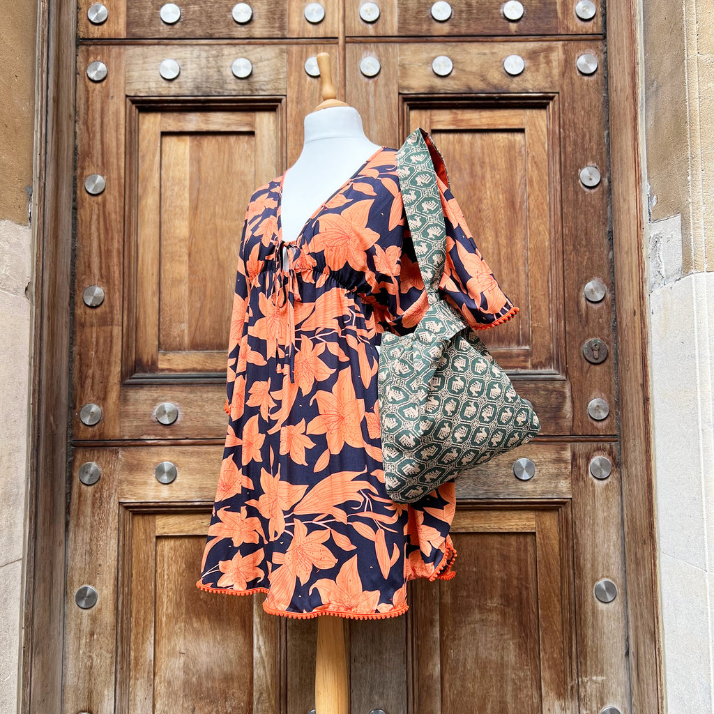 Recycled kimono knot bag