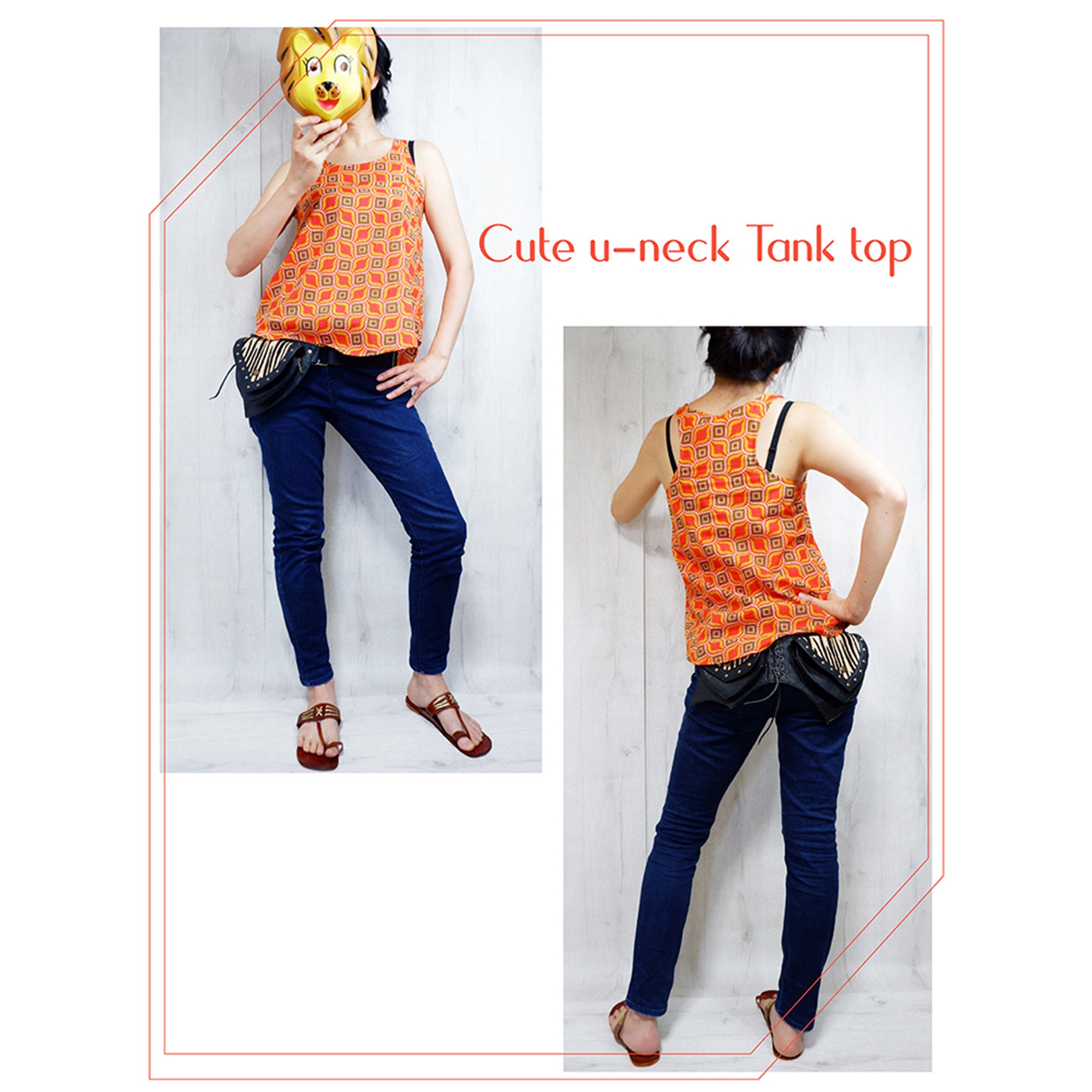 Colorful print ladies tank top