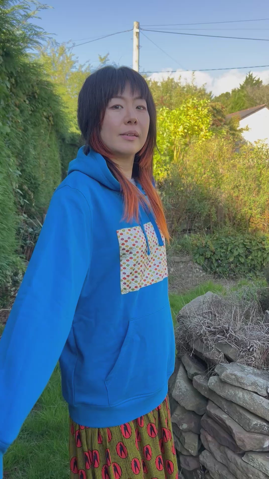 Handmade Upcycled Kimono Organic Cotton Hoodie XL size