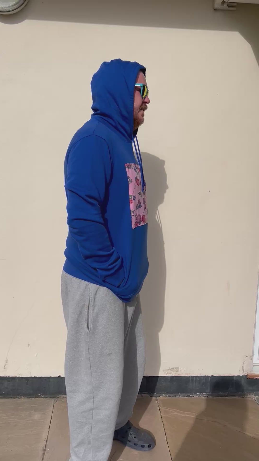 Handmade Upcycled Kimono Organic Cotton Hoodie L size