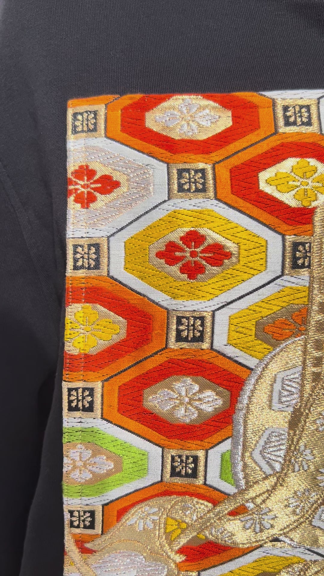 Handmade Upcycled Obi Organic Cotton Hoodie  XLsize