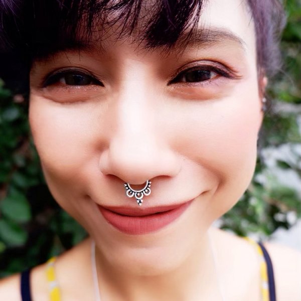 Silver color clip-on nose ring