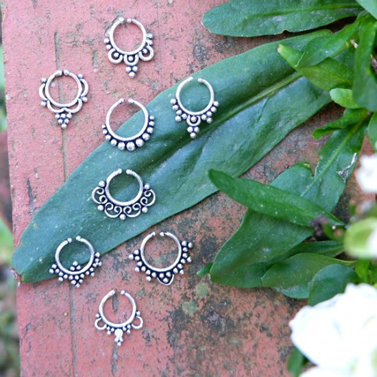 Silver color clip-on nose ring