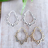 Flower Design Small Brass Earrings