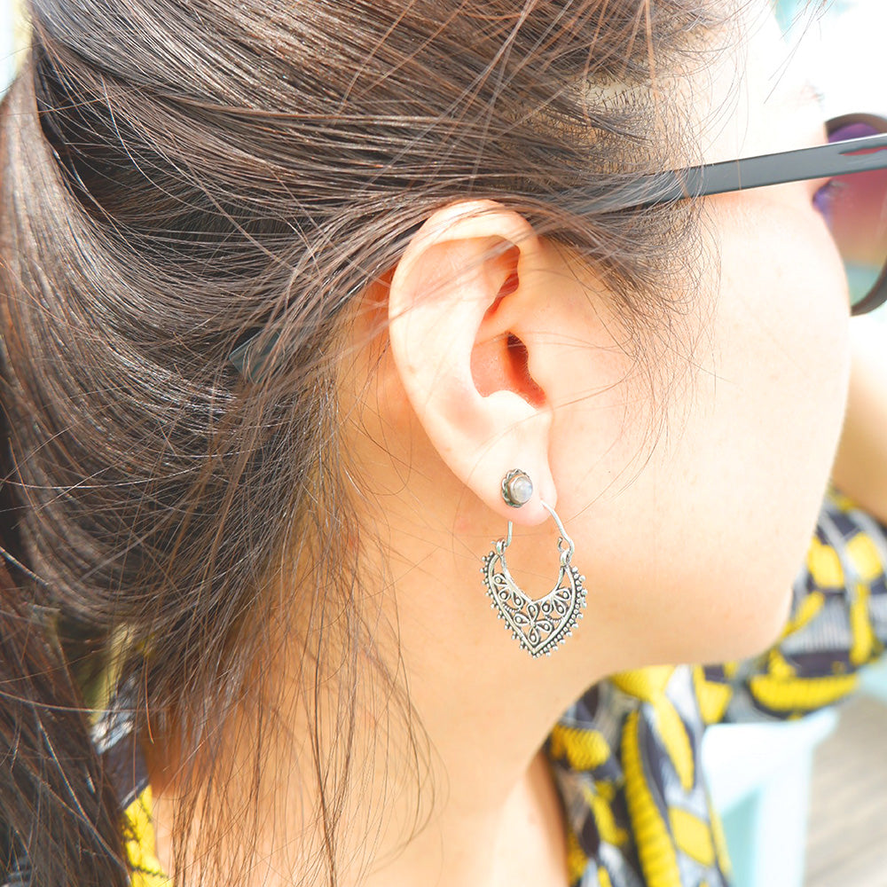 Open Tear Drop Design Medium Brass Earrings