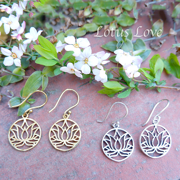 Open Lotus Design Small Brass Earrings