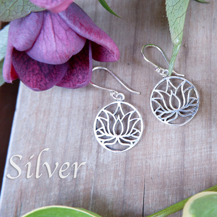 Open Lotus Design Small Brass Earrings