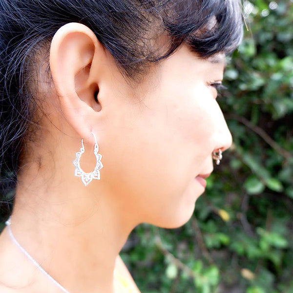 Flower Design Small Brass Earrings