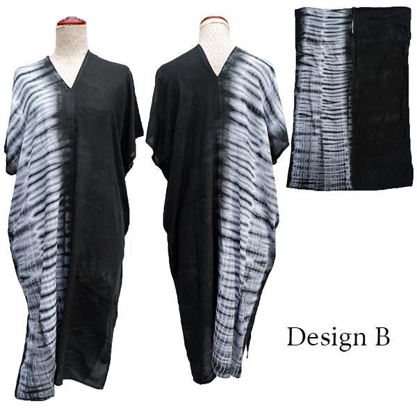 Black Tie Dye Short Kaftan Dress