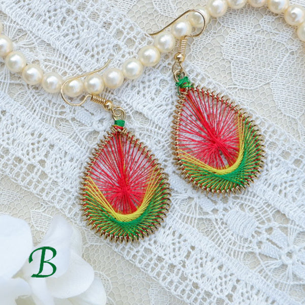 Two color Mandala design threaded earrings.