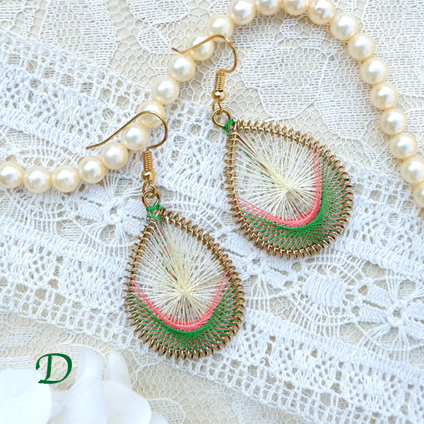 Two color Mandala design threaded earrings.