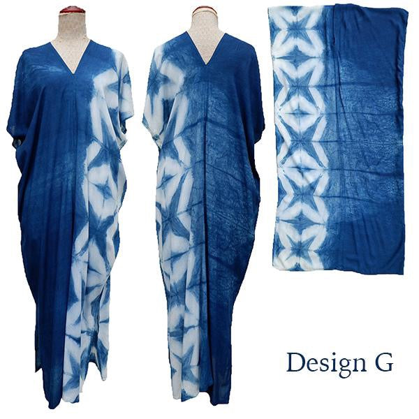 Indigo tie dye long kaftan dress