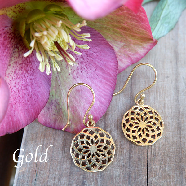 Geometric Design Small Brass Earrings
