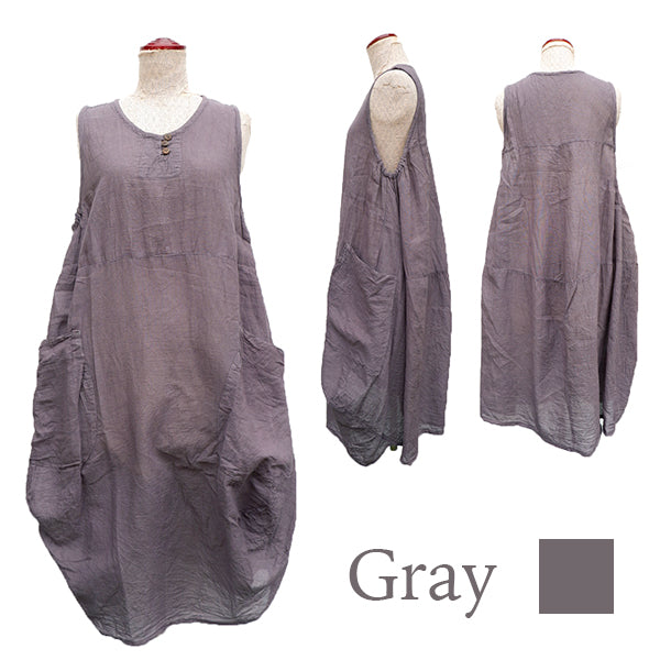Plain cotton gauze balloon dress
