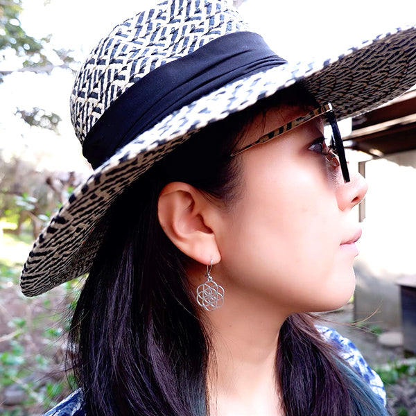 Seed of Life Design Medium Brass Earrings