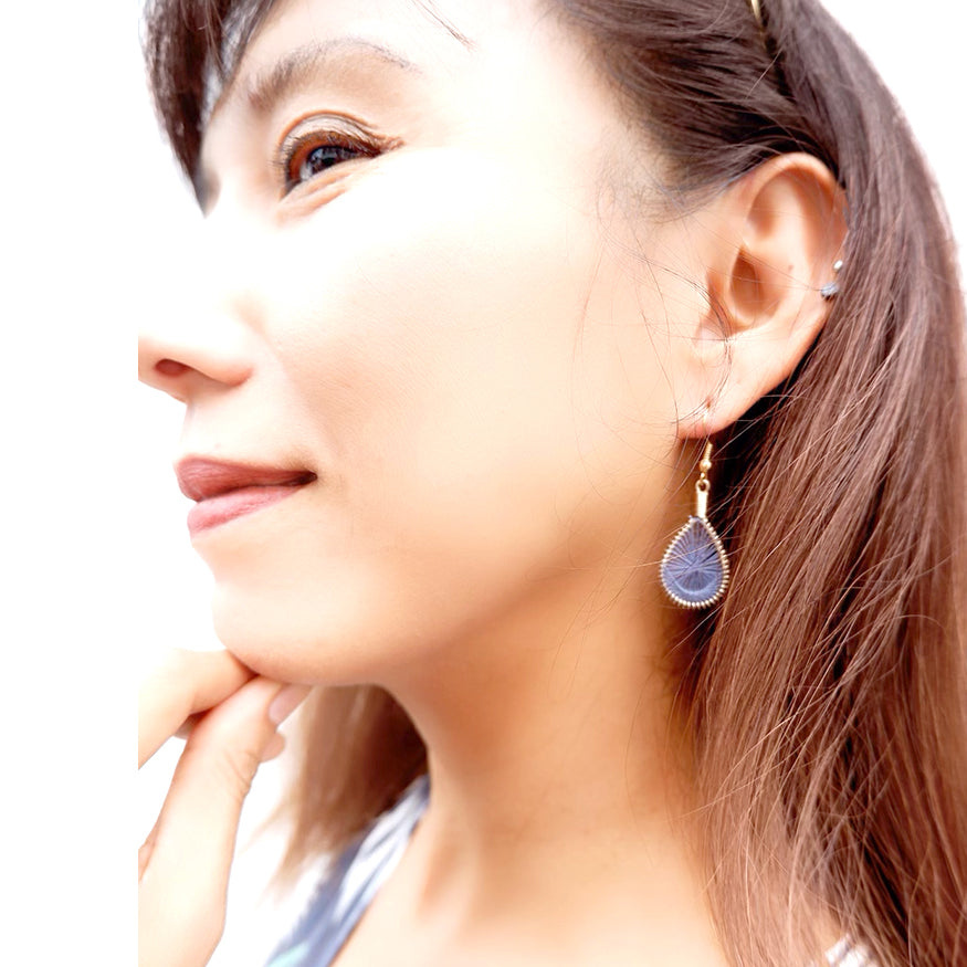 One color mandala design threaded earrings.