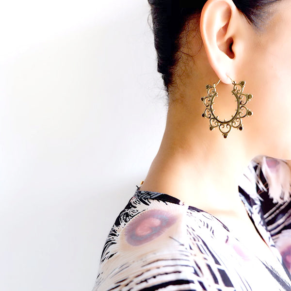 Tribal Design Big Hoop Earrings