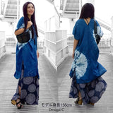 Indigo tie dye short kaftan dress