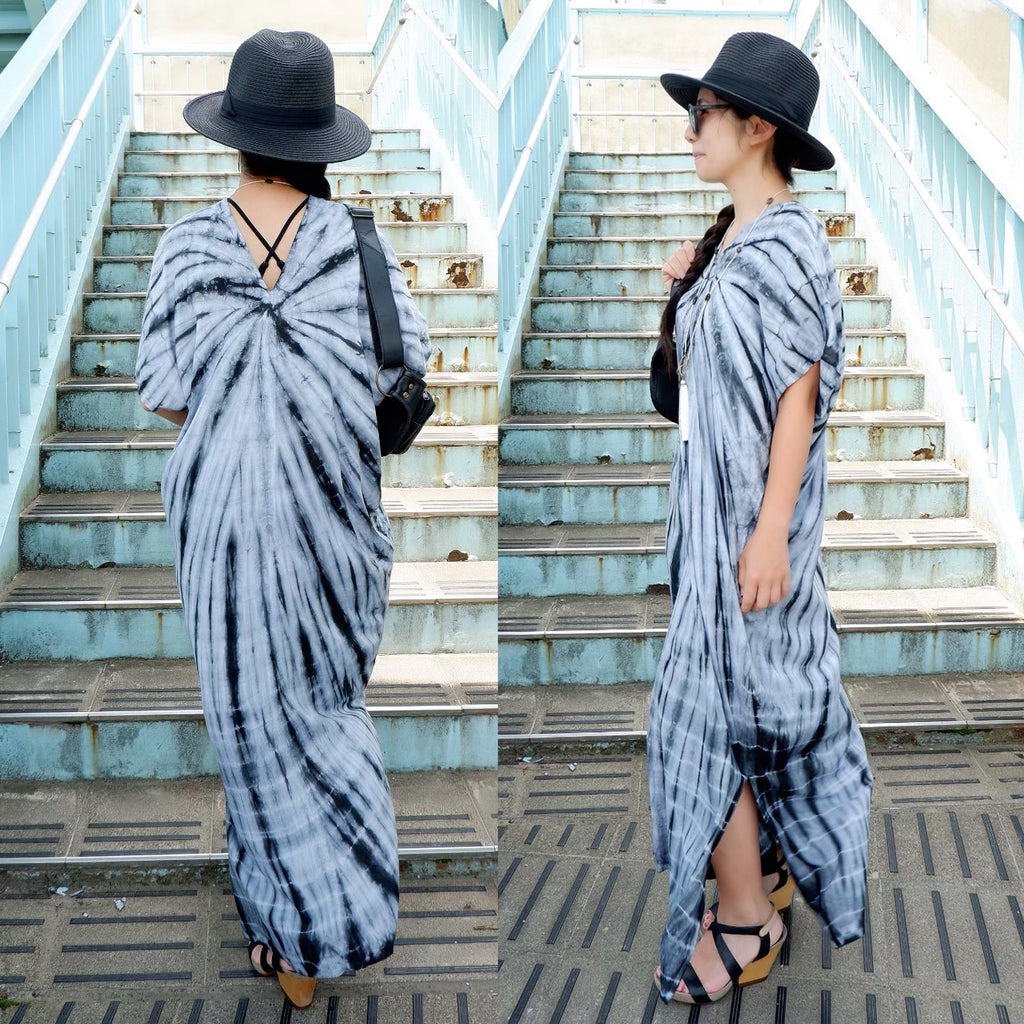 Black Tie dye Long Kaftan Dress