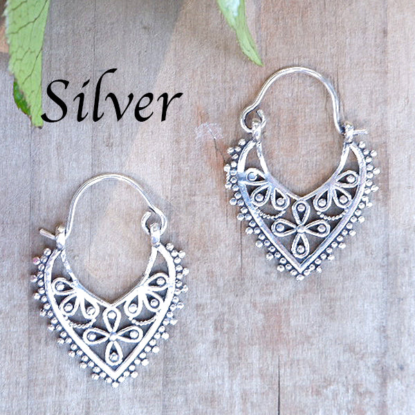 Open Tear Drop Design Medium Brass Earrings