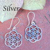 Seed of Life Design Medium Brass Earrings