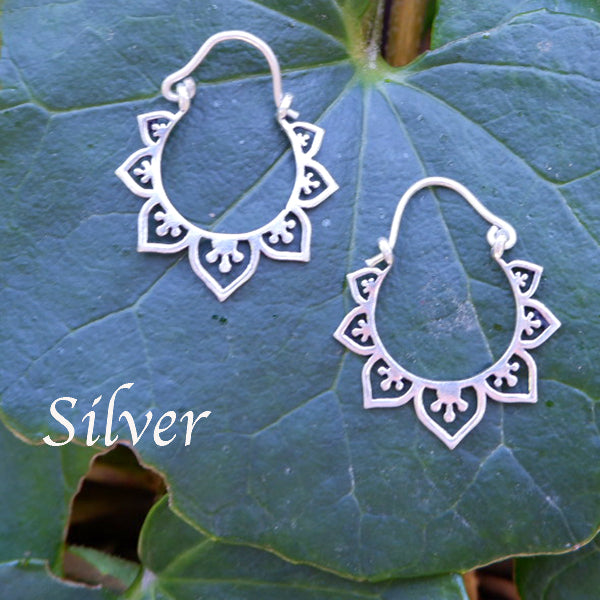 Flower Design Small Brass Earrings