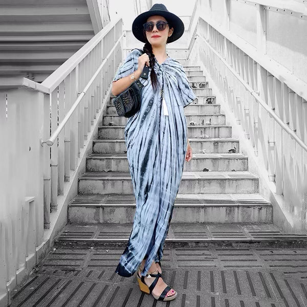 Black Tie dye Long Kaftan Dress