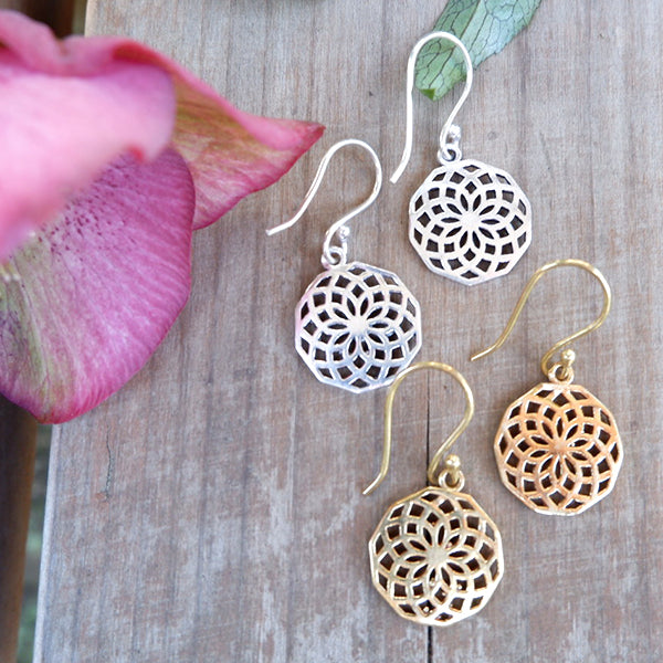 Geometric Design Small Brass Earrings