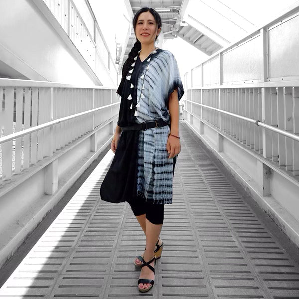Black Tie Dye Short Kaftan Dress