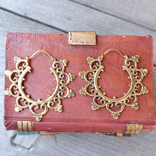 Tribal Design Big Hoop Earrings