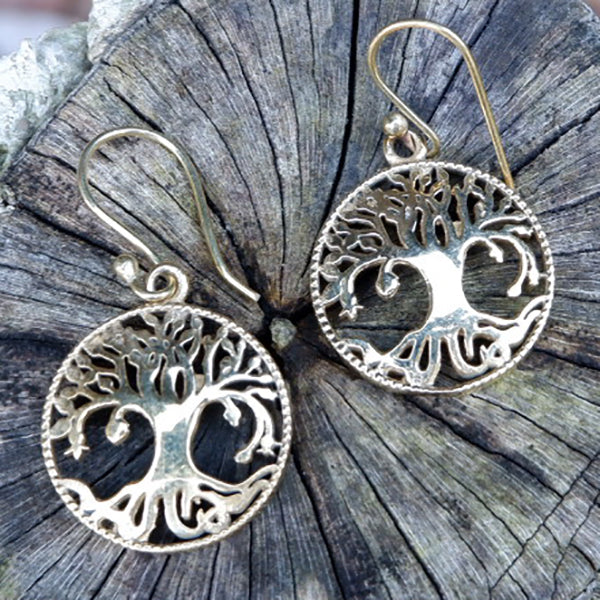 Small Tree of life Brass Earrings